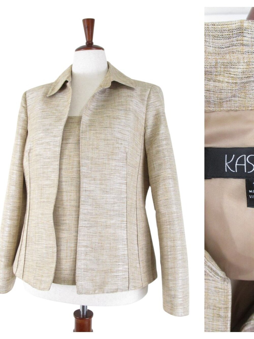 Kasper Womens Twin Set Open Front Blazer Tank Set 12 Formal Business Career